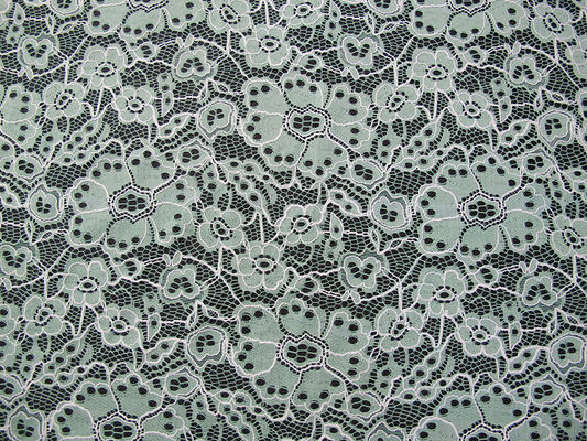 Teste padrão de flor bordado do verde da tela do laço do algodão nylon durável feito sob encomenda