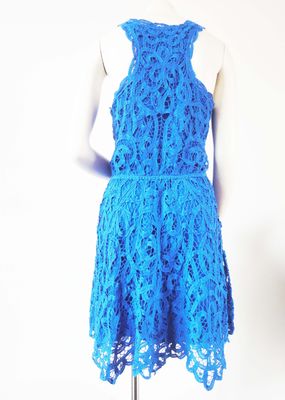 El azul real de la ropa de moda de las señoras bordó el vestido del algodón para las mujeres con diseño de la parte posterior del corredor