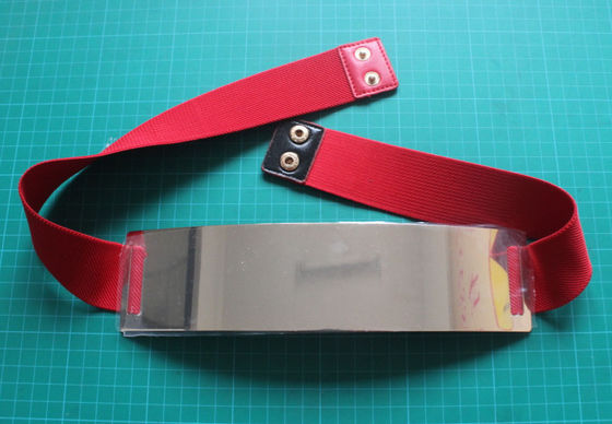 Eco friendly Cloth Belts For Women metal plate with elastic webbing