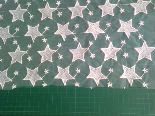 Pentagram Qmilch organza haftowane koronki tkaniny, gwiazda koronki tkaniny