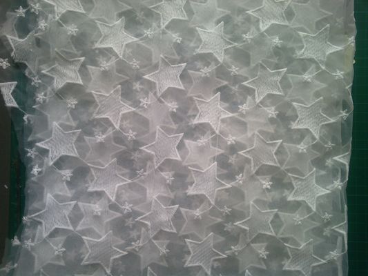 Pentagram Qmilch organza haftowane koronki tkaniny, gwiazda koronki tkaniny