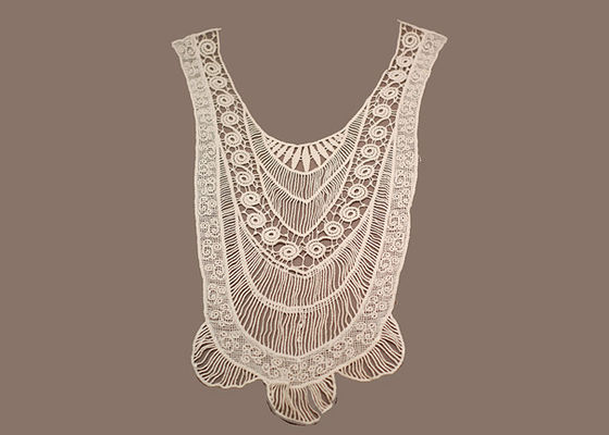 Ivory Hand Embroidery Dyeable 100 Cotton Crochet Lace Collar Fabric for Lady Clothes