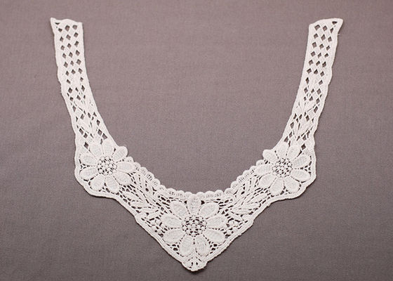 Off White 100 Cotton Dyeable Embroidery Ruffle Round Knitted Crochet Lace Collar