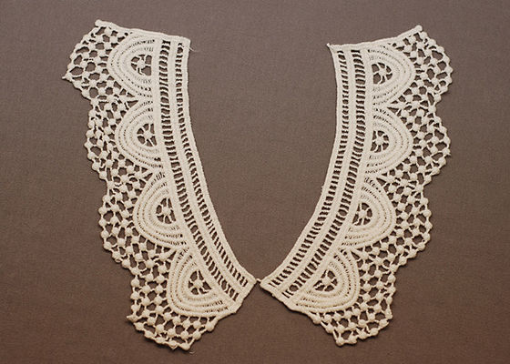 Spersonalizowane Suknie Lady Bluzka słoniowa Peter Pan Collar Haft Crochet Lace Dekolt