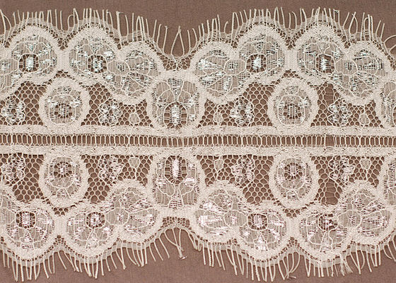Off White Wide Eyelash Nylon Lace Trim Fabric Fringe for Female Apparels