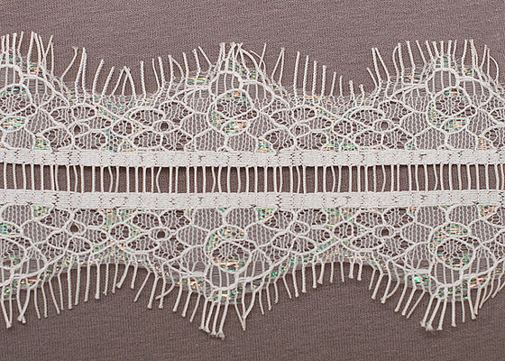 Women Custom Ivory Nylon Eyelash Scalloped Lace Trim Fabric