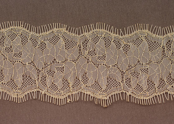 Gold Cotton Personalised Decorative Eyelash Scalloped Lace Trim Fabric
