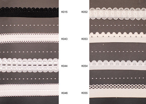 বাড়িয়ে গার্মেন্টস তুলা তারযুক্ত বোনা সাদা ইলাস্টিক জরি টেপ