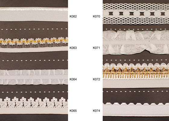 Vêtements coton câblé tissé imprimé ruban de dentelle élastique blanc