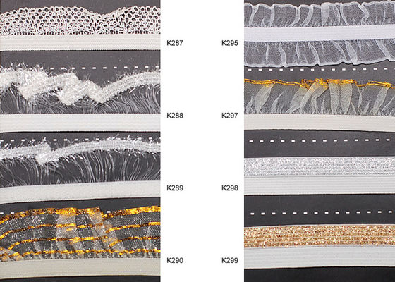 Yellow and White Sheer Dress Blouse 	Stretchy  Wired Elastic Ribbon