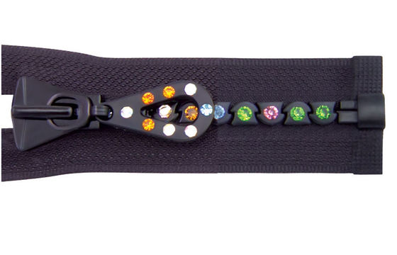 衣服およびハンドバッグのための装飾的な対面開放端のダイヤモンドのジッパー