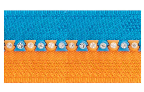 No.5 yakın uç naylon su geçirmez elmas fermuar uzun zincirli mavi ve sarı