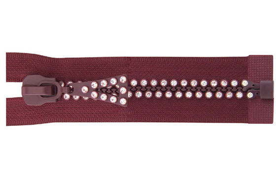 Nikel ücretsiz 2-satır uzunluğu elmas fermuarlar, Polyester bant ile 10# # 3