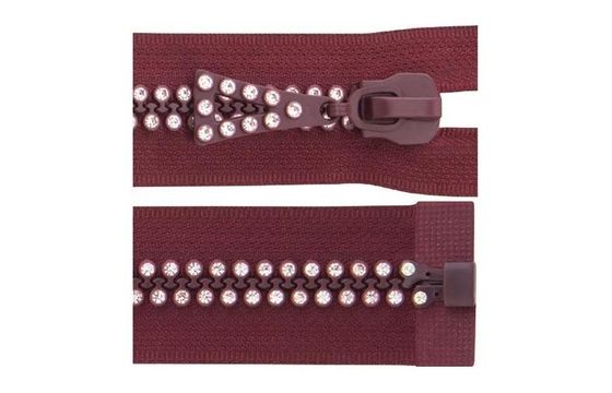 Nikel ücretsiz 2-satır uzunluğu elmas fermuarlar, Polyester bant ile 10# # 3