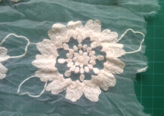 शुद्ध कपास organza कढ़ाई फूल फीता कपड़ा परिधान पारिस्थितिकी के अनुकूल