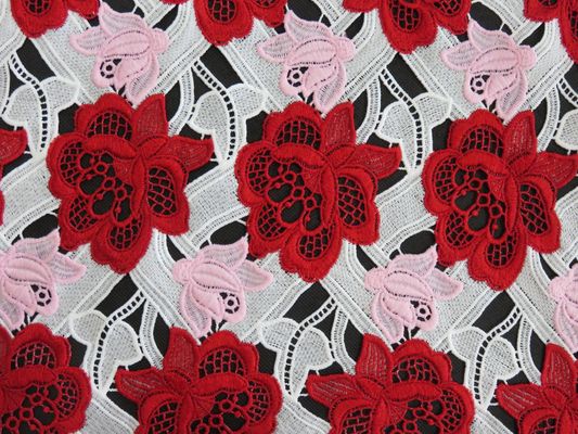 Nặng Ba Màu Thêu Crochet Vải Ren / May Váy Áo Vải
