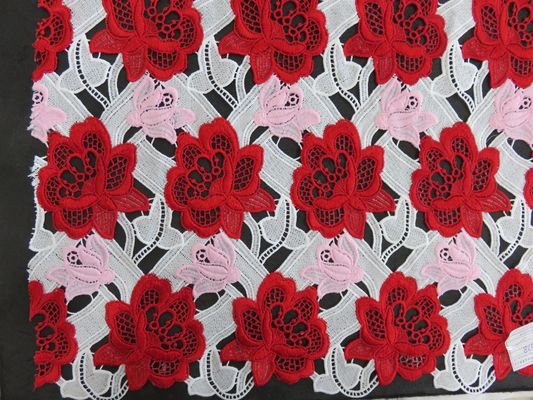 Nặng Ba Màu Thêu Crochet Vải Ren / May Váy Áo Vải