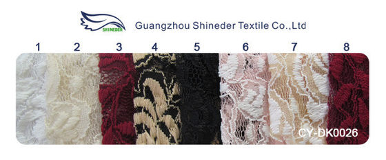 Bông Spandex Polyester Stretchy ren vải với lưới dệt kim hoa ren