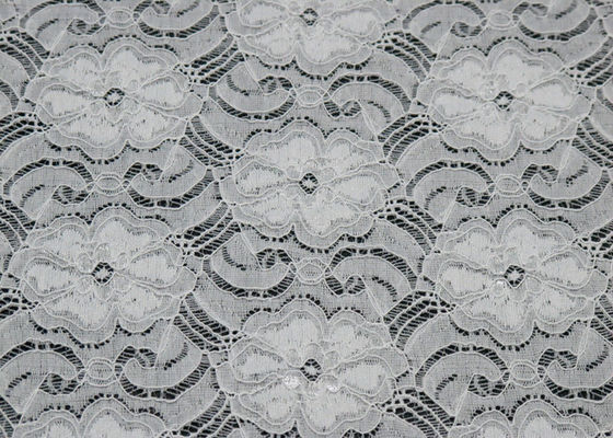 White Elastic Lace 80% Nylon 20% Spandex Fabric Beautiful Elegant CY-LW0783