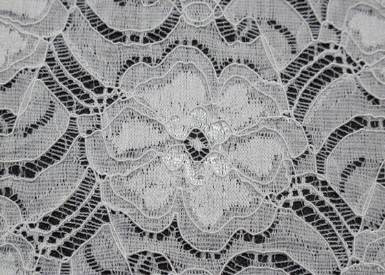 White Elastic Lace 80% Nylon 20% Spandex Fabric Beautiful Elegant CY-LW0783