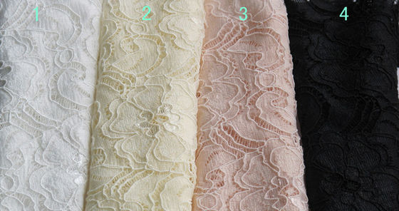 White Elastic Lace 80% Nylon 20% Spandex Fabric Beautiful Elegant CY-LW0783