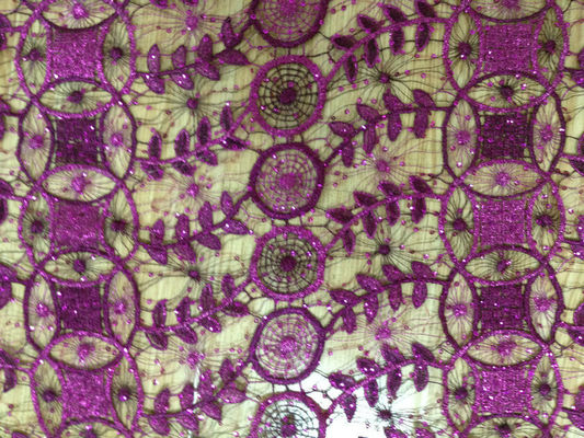 51"/52" Blue Embroidered Lace Fabric Stretch For Ladies Dress