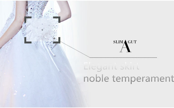 Vestidos de casamento frisados luxuosos do cristal de rocha, vestidos de casamento inchado do tule das mulheres