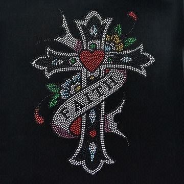 สีสันบิ๊กไม้กางเขนครึ่งรอบ Rhinestone โอนความร้อนร้อนร้อนแก้ไข Eco-Friendly