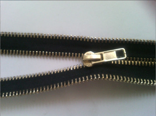 Ganda Zip Pakaian Kustom Ritsleting Hitam / Emas Dengan Logam # 5