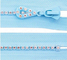 Dientes especiales por encargo de la cremallera del ABS con la piedra que brilla intensamente los 20cm