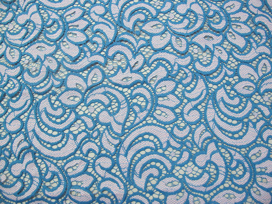 Colorful Flower Cotton Nylon Lace Fabric Eco Friendly AZO Free Dyeing