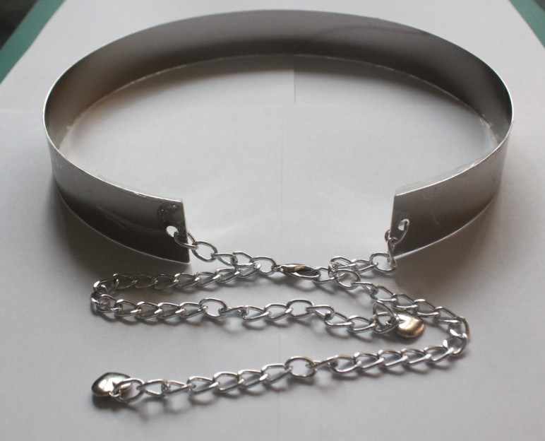 5cm Stoff-Gurte für Frauen, Modemetallplattenmetallspiegel mit Kettentaillengurt