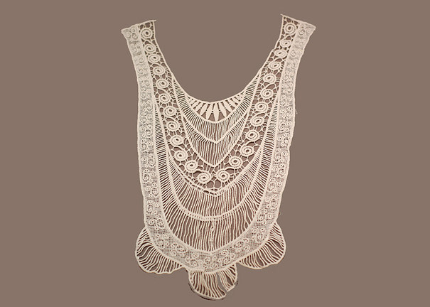 Ivory Hand Embroidery Dyeable 100 Cotton Crochet Lace Collar Fabric for Lady Clothes