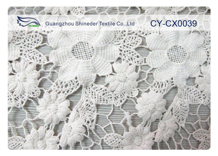 100% Nylon Jacquard Vải Ren với Màu Trắng / Xanh / Xanh Màu CY-CX0039