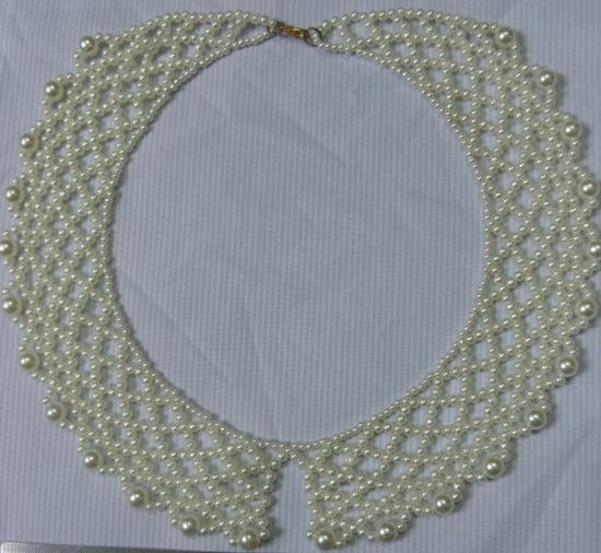 Nhiều trắng tay đan retiary ngọc trai cổ áo hạt cho áo phụ nữ / phụ nữ của